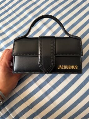 Jacquemus Black Mini Top-Handle Box Bag with Gold Logo